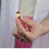 Red Enamel Heart Band Engagement Rings Plated Wedding Jewelry