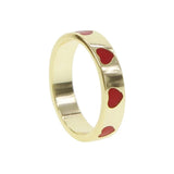 Red Enamel Heart Band Engagement Rings Plated Wedding Jewelry