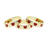Red Enamel Heart Band Engagement Rings Plated Wedding Jewelry