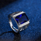 Men's Wedding Band Ring Square Cut Zircon Engagement Finger Ring