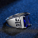 Men's Wedding Band Ring Square Cut Zircon Engagement Finger Ring