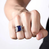 Men's Wedding Band Ring Square Cut Zircon Engagement Finger Ring