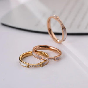 Rose Stainless Steel Ring For Women Minimalist Woman Rings With Rhinestone