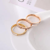 Rose Stainless Steel Ring For Women Minimalist Woman Rings With Rhinestone