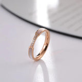Rose Stainless Steel Ring For Women Minimalist Woman Rings With Rhinestone