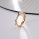 Rose Stainless Steel Ring For Women Minimalist Woman Rings With Rhinestone