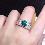 Round Green Zircon Men's Wedding Ring 2.0ct Gems Engagement Anniversary