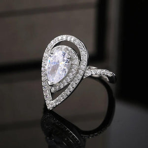 Silver Plated Wedding Ring Zircon Bridal Engagement Promise Ring