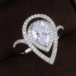 Silver Plated Wedding Ring Zircon Bridal Engagement Promise Ring