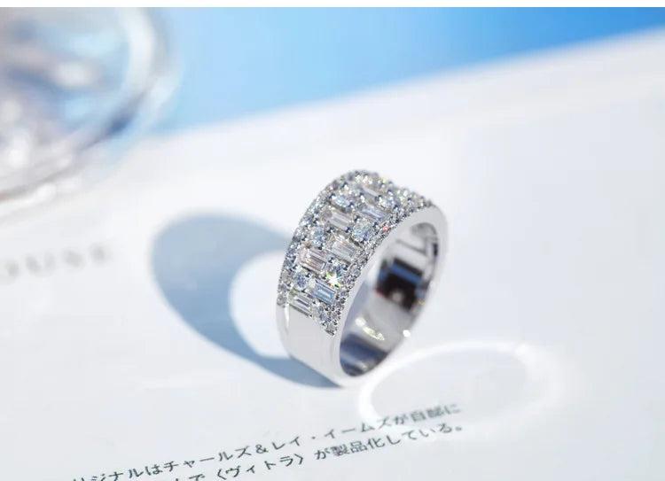 Silver Plated Zircon Crystal Bridal Ring Wedding Band
