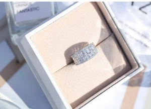 Silver Plated Zircon Crystal Bridal Ring Wedding Band