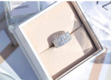 Silver Plated Zircon Crystal Bridal Ring Wedding Band