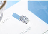 Silver Plated Zircon Crystal Bridal Ring Wedding Band