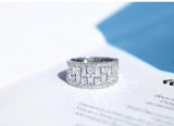 Silver Plated Zircon Crystal Bridal Ring Wedding Band