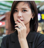 Silver Plated Zircon Crystal Bridal Ring Wedding Band