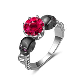 Women's Skull Ring Red Zircon Wedding Ring