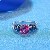 Women's Skull Ring Red Zircon Wedding Ring