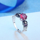 Women's Skull Ring Red Zircon Wedding Ring
