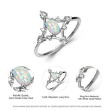 Vintage Crystal Wedding Ring Fire Opal Stone Silver Engagement Ring