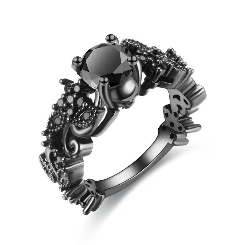 Skull Ring Halloween Jewelry Engagement Wedding CZ Crystal rings
