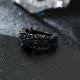Skull Ring Halloween Jewelry Engagement Wedding CZ Crystal rings