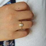 Evil Eye Hamsa Finger Open Ring Cubic Zircon Silver Plated Jewelry Women