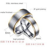 Custom Couple Rings 6mm/8mm Wedding Bands Stainless Steel Gift