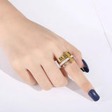 Square Roman Numeral Rings Stainless Steel Rhinestone Wedding Band