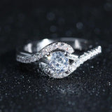 Vintage CZ Silver Circling Rings Wedding Engagement Bague for Lady