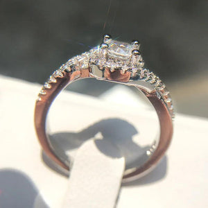 Vintage CZ Silver Circling Rings Wedding Engagement Bague for Lady