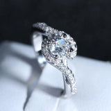 Vintage CZ Silver Circling Rings Wedding Engagement Bague for Lady