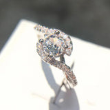 Vintage CZ Silver Circling Rings Wedding Engagement Bague for Lady