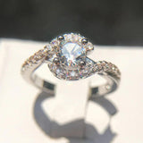 Vintage CZ Silver Circling Rings Wedding Engagement Bague for Lady