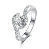 Vintage CZ Silver Circling Rings Wedding Engagement Bague for Lady