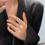 Silver Zircon Square Ring for Women Wedding Gift Jewelry