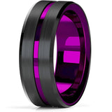8MM Tungsten Celtic Dragon Ring Purple Zircon Punk Men Stainless Steel