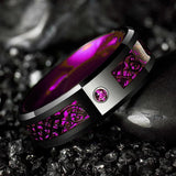 8MM Tungsten Celtic Dragon Ring Purple Zircon Punk Men Stainless Steel