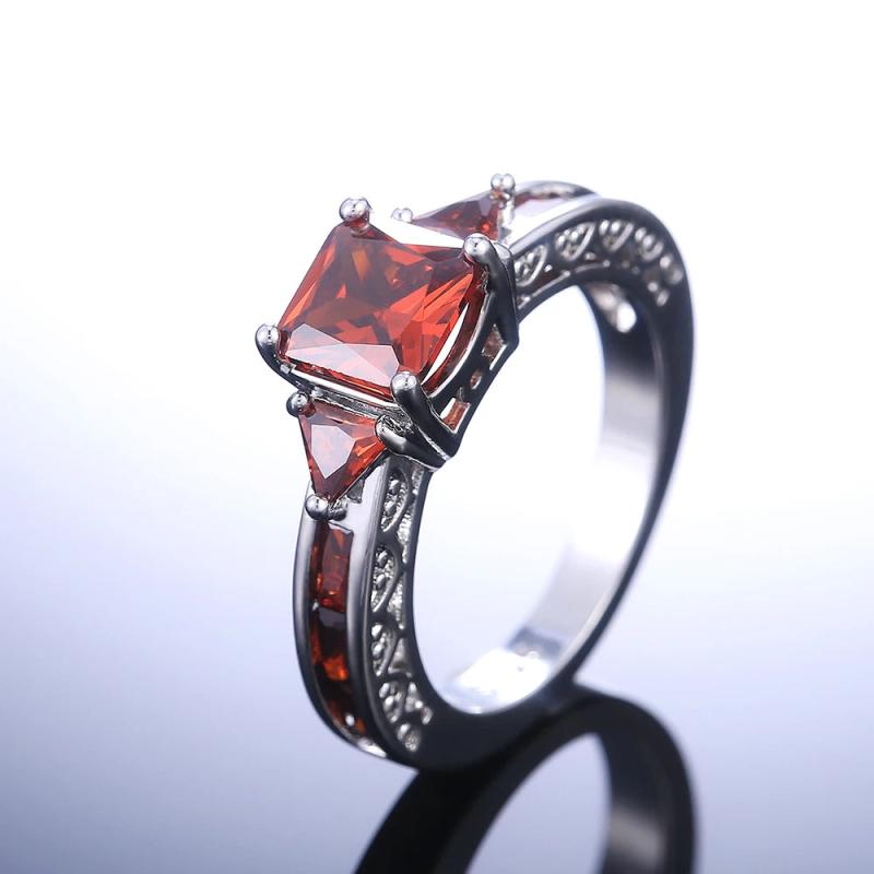 Huitan Princess Cut CZ Wedding Rings for Women Anniversary Gift