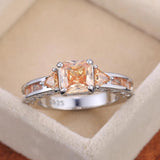 Huitan Princess Cut CZ Wedding Rings for Women Anniversary Gift