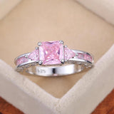 Huitan Princess Cut CZ Wedding Rings for Women Anniversary Gift