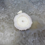 Irregular Oval Sun Flower Druzy Geode Agate Silvery Pendant