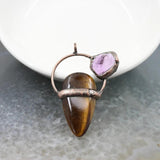 Vintage Natural Stone Healing Rose Crystals Pendant Necklace