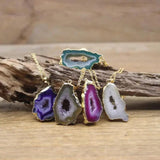 Boho Agates Druzy Geode Pendants Necklaces QC3073