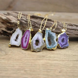 Boho Agates Druzy Geode Pendants Necklaces QC3073