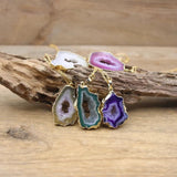 Boho Agates Druzy Geode Pendants Necklaces QC3073