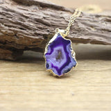 Boho Agates Druzy Geode Pendants Necklaces QC3073
