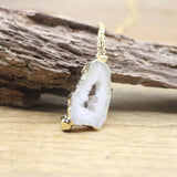 Boho Agates Druzy Geode Pendants Necklaces QC3073