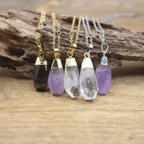 Faceted Crystal Amethysts Nugget Pendants Necklace