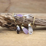 Faceted Crystal Amethysts Nugget Pendants Necklace