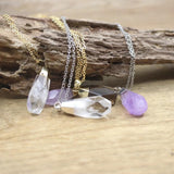 Faceted Crystal Amethysts Nugget Pendants Necklace